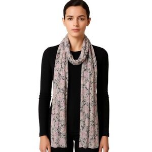 Womens Floral Print Scarf Sheer Lightweight Pink Grey Yellow One Size‎